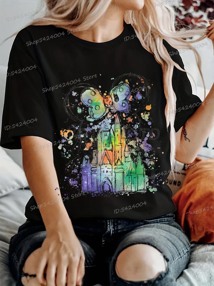 

Halloween Mickey Disney Castle Graphic Print T Shirt Men Women Manga Tshirts Short Sleeve Crewneck T-shirt Cartoon Vintage Tees