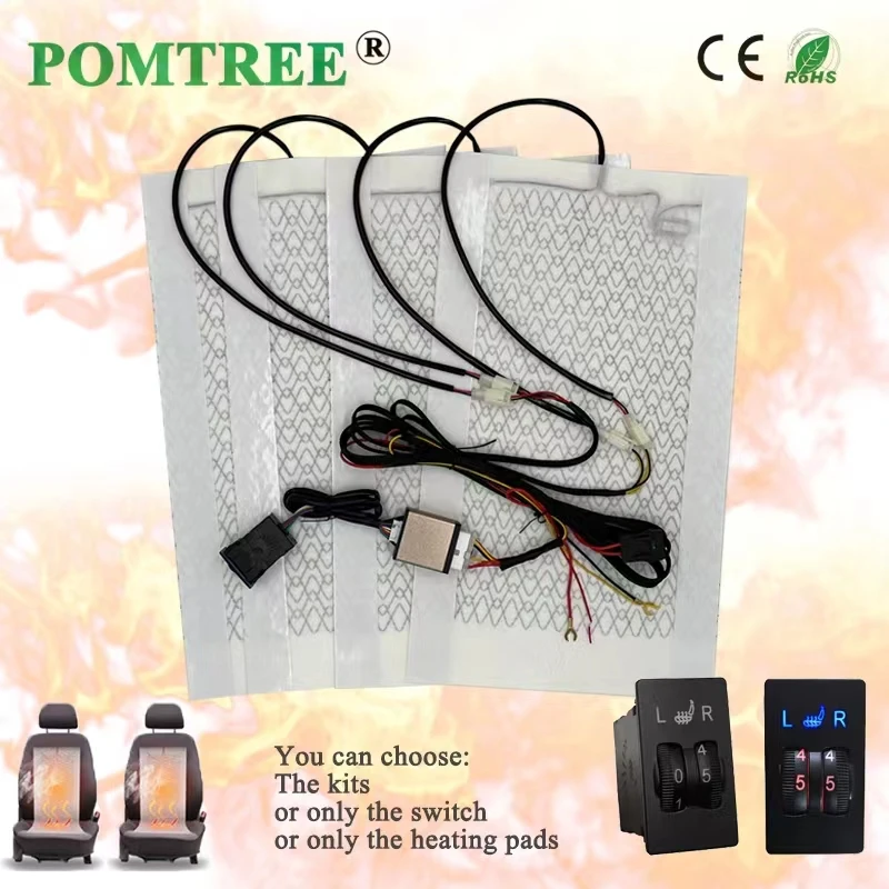 

New Build-in Car Seat Heater 12V 25W Carbon Fiber Heating Pads 5-level Control Switch with Harness Replacement Car Accessories