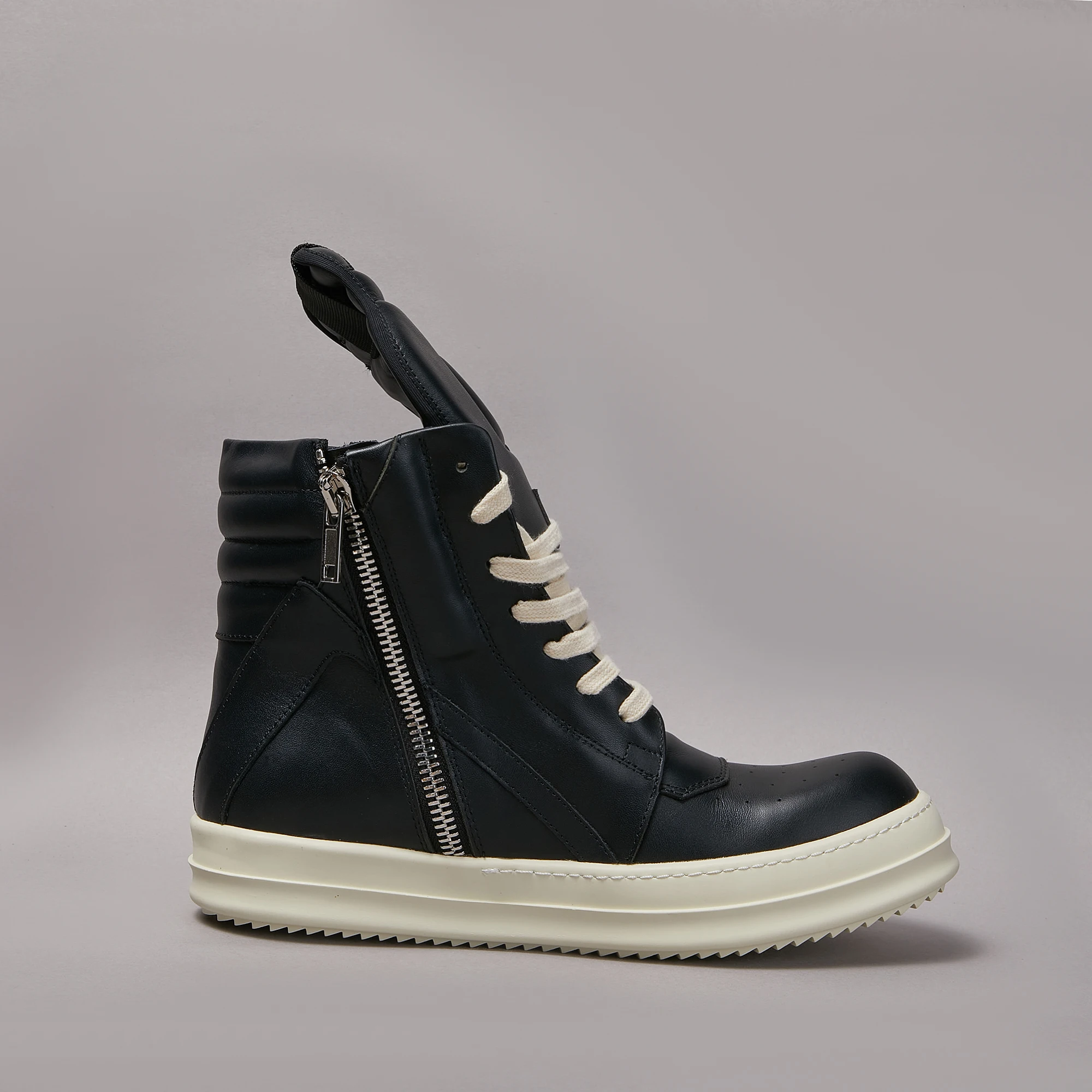 Stivaletto da uomo Casual di marca High Top Sneaker da donna in pelle nera Geobasket Zip Designer Quality suola spessa Flat Roman Trainer