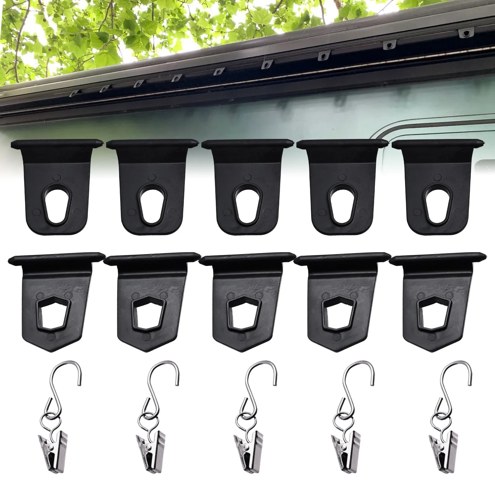 Multifunctional Metal Awning Hooks Clips Portable Outdoor Camping Accessories for RV Camper Caravan Exterior