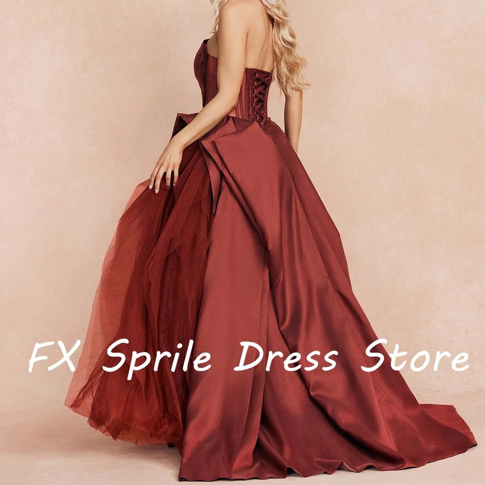 Strapless A-Line Pleats Floor Length Satin Sweep Train Sleeveless Backless Elegant Luxury Evening Dresses For Formal Occasions