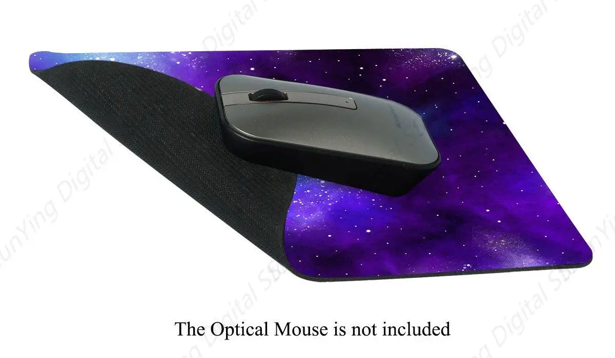 Galaxy Universe paarse muismat met antislip rubberen basis en stikselranden, perfect voor laptop en kantoorgebruik 25 * 30 cm