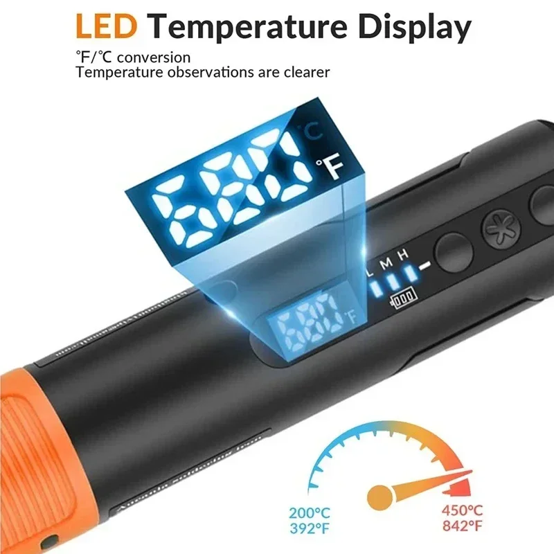 Portable Wireless USB Digital Display 200-450℃ Fast Heating Soldering Iron Household Rechargeable Soldering Pen Welding Tool