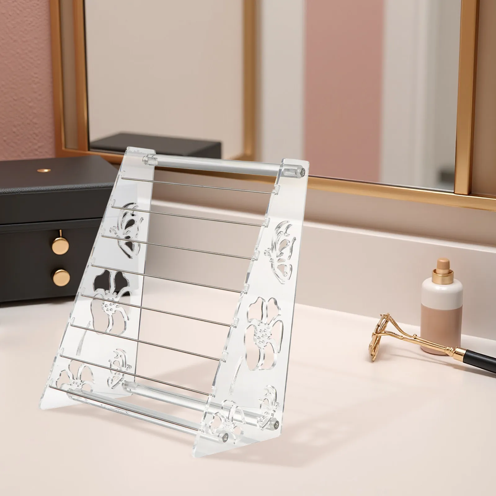 1Pcs 8-Tier Clear Acrylic Jewelry Display Rack Removable Bars Organizer for Bracelets Charms Loose Beads Dresser Display