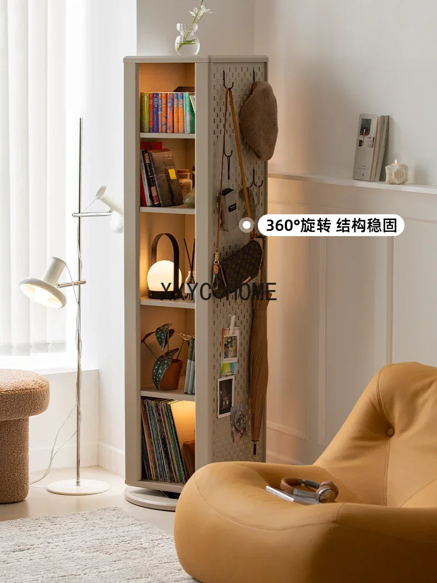 Floor mirror full-length mirror bookshelf integrated Nordic style 360-degree bookcase rotating bookshelf