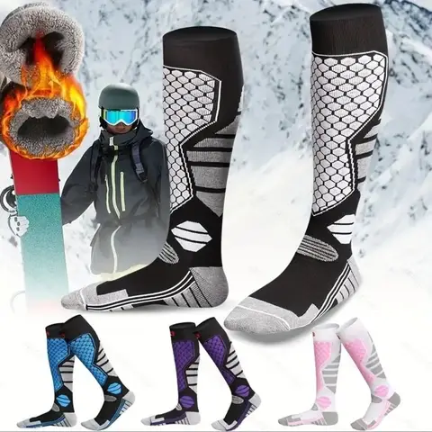 Calcetines de esquí cálidos de invierno - Tipo antideslizante, grueso, transpirable y de compresión - Especializados para tablas de esquí, para mayor calidez