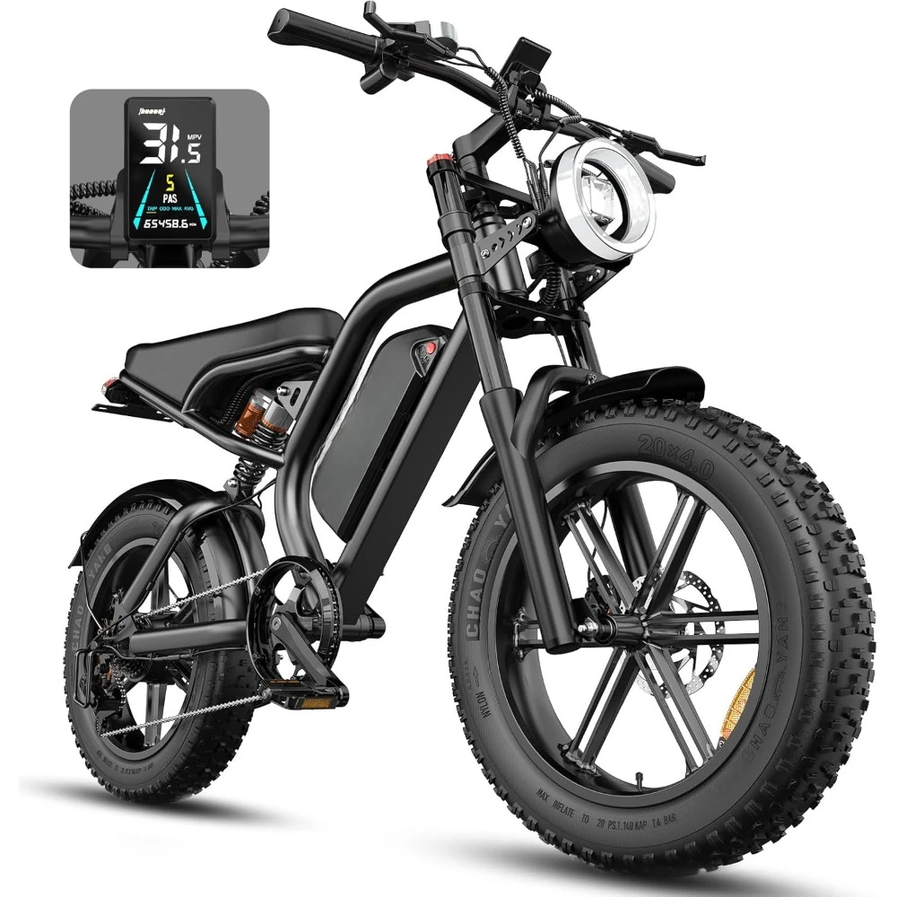 Electric Bike for Adults, 20 inch Fat Tire Ebike with Peak 1500W Motor 48V, 7 Speed Dirt Electric Motorcycle Bicycle