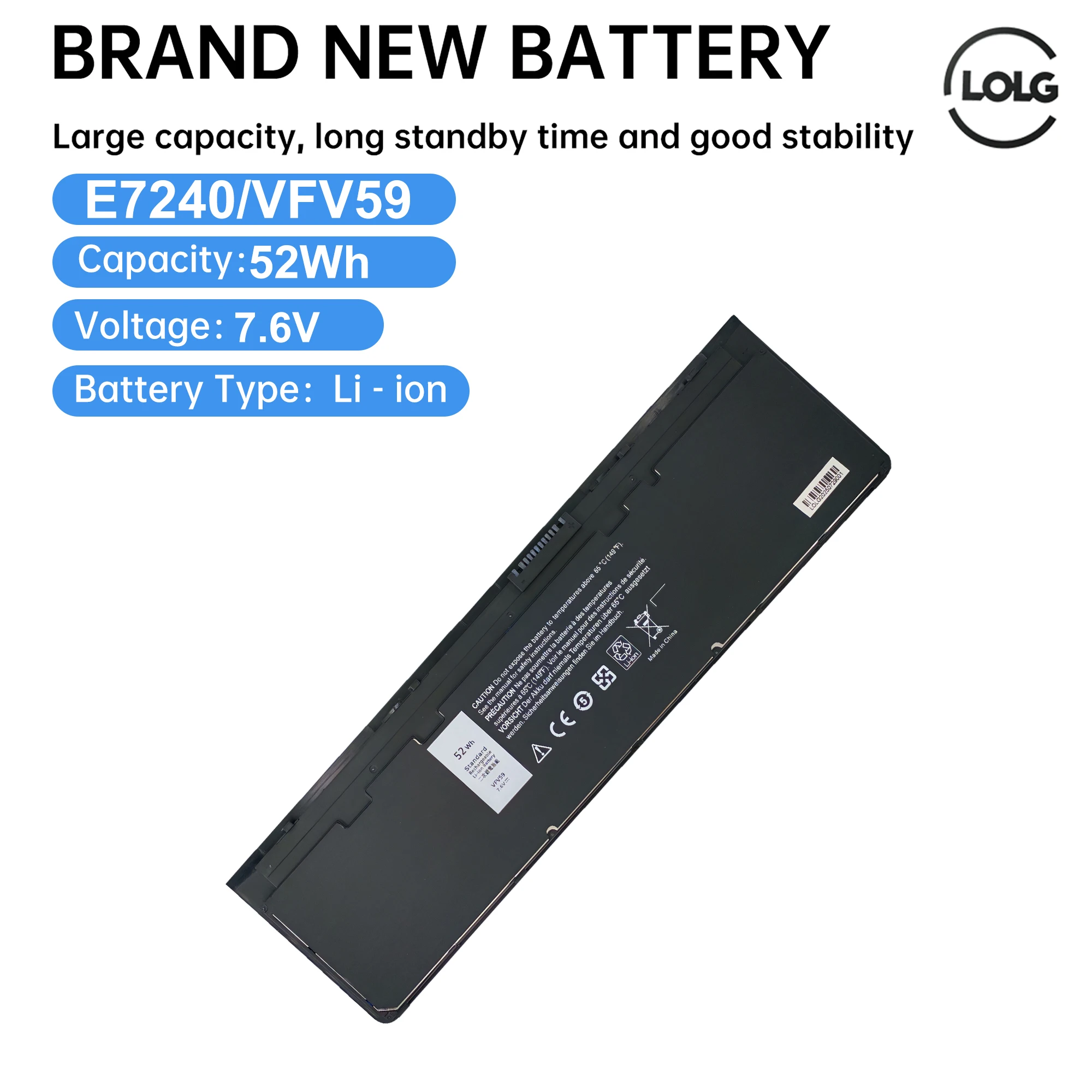 

VFV59 7,4 В 52 Втч W57CV GVD76 Аккумулятор для ноутбука DELL Latitude E7240 E7250 W57CV 0W57CV WD52H GVD76