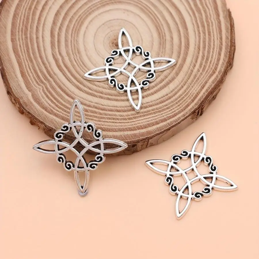 1/5/10/20/50/100pcs Silvery Big Witch Knot Charms Witchcraft Pendants for Jewelry Making Necklace Bracelet Handmade DIY Accessor