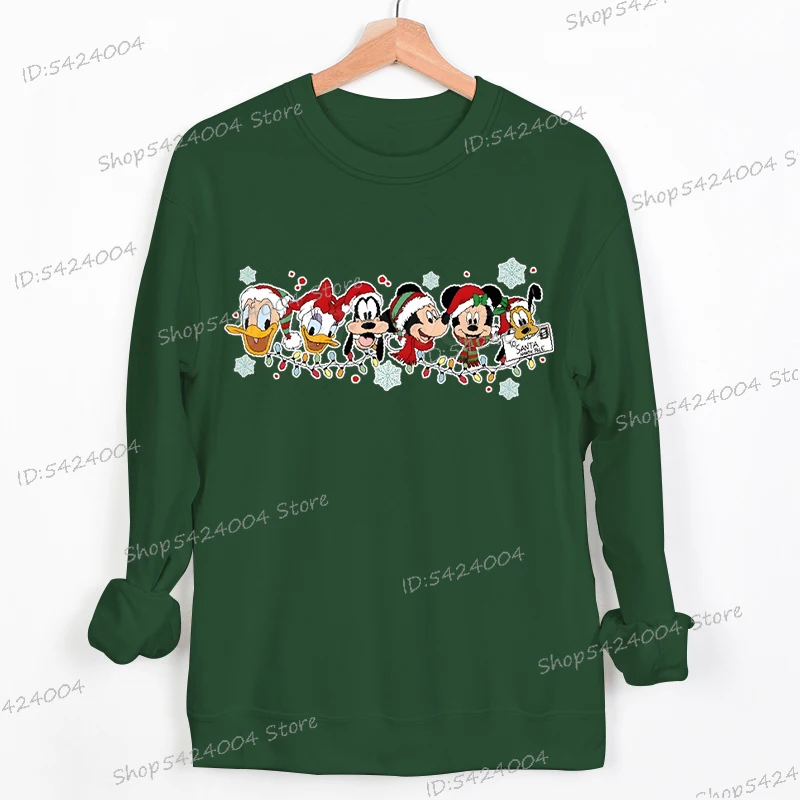 أنيمي عيد الميلاد ميكي ماوس طباعة الصوف بلوزات النساء الرجال الخريف والشتاء مريحة البلوز Crewneck الملابس النسائية