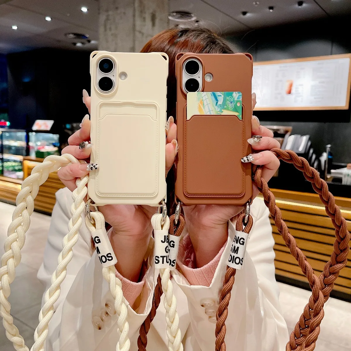 

Плетеный чехол для телефона с ремешком через плечо для IPhone 16E 16 15 14 13 12 11 Pro Max X XS 7 8 Plus, сумка-кошелек для карт, силиконовый чехол