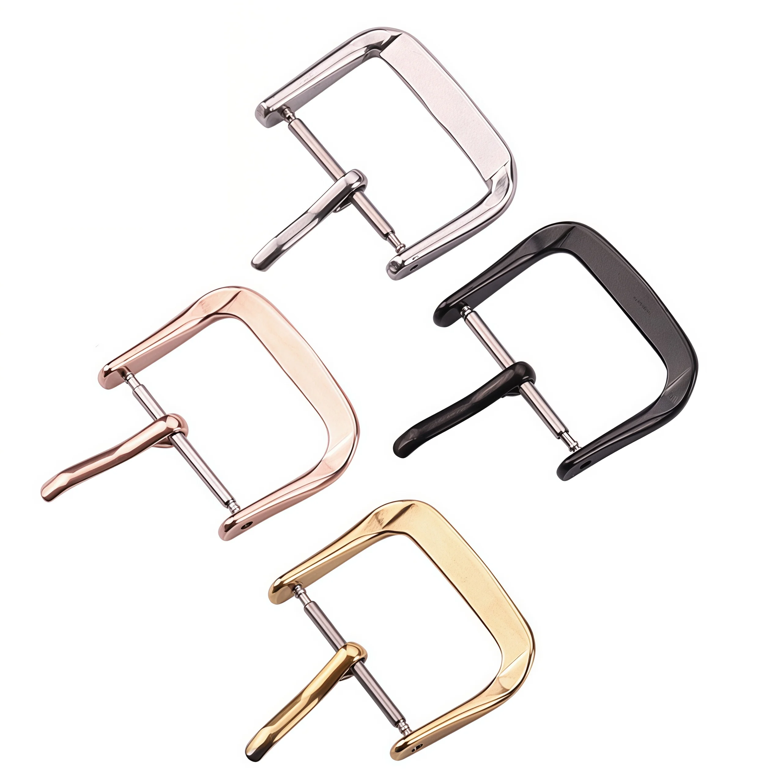 Aço inoxidável polido Watch Strap Buckle, Watch Accessories, Silver, Gold, Black, Metal Watchband Fecho, 16mm, 18mm, 20mm, 22mm