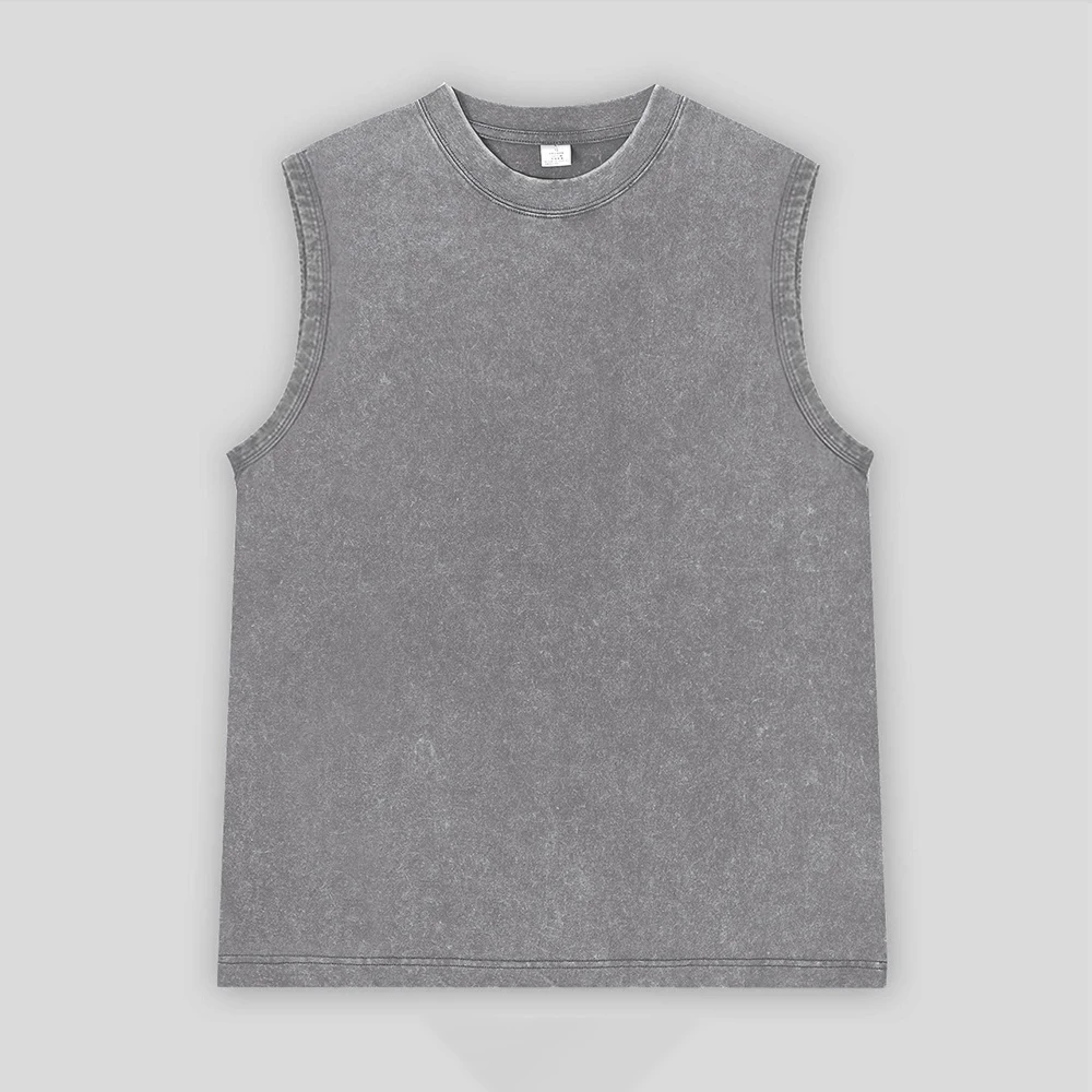 Summer Men's Washed Cotton Tank Tops Muscle Gym Sleeveless Workout Vintage T Shirts Running Beach Loose Women Men Top Tees