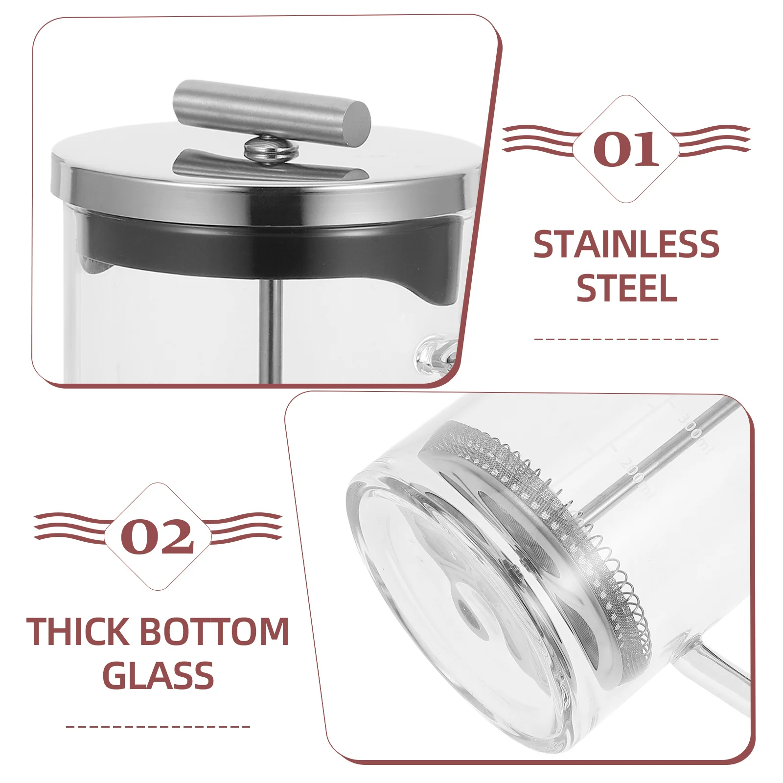 1 قطعة ماكينة ضغط القهوة المنزلية المميزة إبريق قهوة يدوي سعة كبيرة مرشح بقايا سهلة التنظيف وعاء قهوة شفاف للمنزل