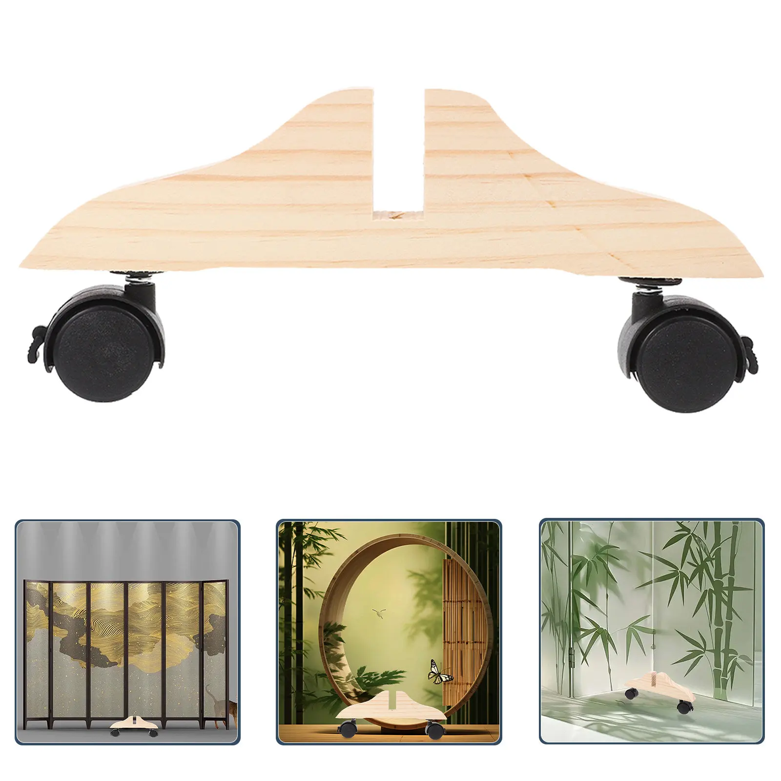 

3Pcs Room Divider Base Stand Wooden Screen Partition Holder Movable Support Feet Thickened Privacy Panel Bracket for Home Office