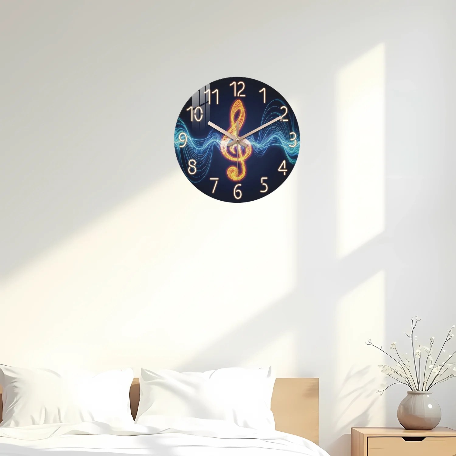 Treble Clef Wooden Wall Clock, 10-24inch Silent Wall Clocks, Aa Battery Powered, Suitable for Living Room, Bedroom, Office, (Mother's Day, Easter, April Fool's Day), (Battery Not Included)