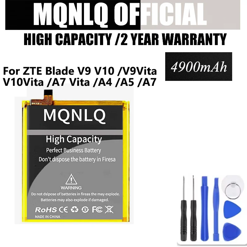 

4900mAh Li3931T44P8h806139 Battery For ZTE Blade V9 V10 /V9Vita /V10Vita /A7 Vita /A4 /A5 2020 /A7 2019 High Capacity