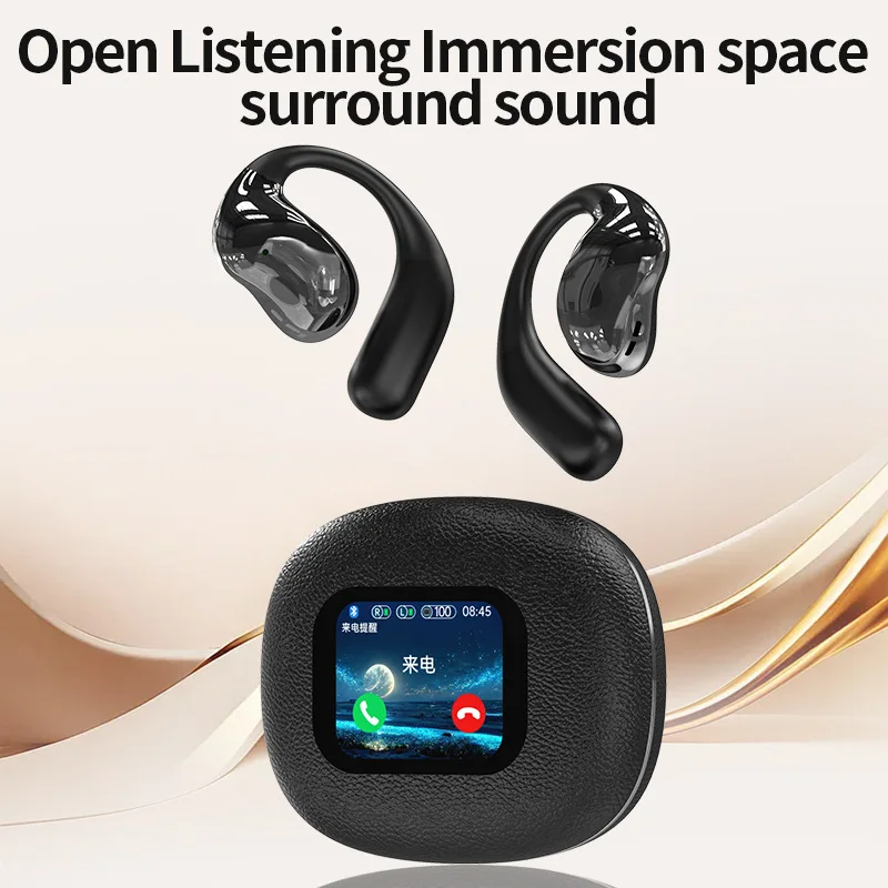 Luxmoc YJ33 LCD Full Color Touch Screen TWS Wireless Bluetooth Earphones Open Headphones Ultra-Long Life Touch Ear Hook Headset