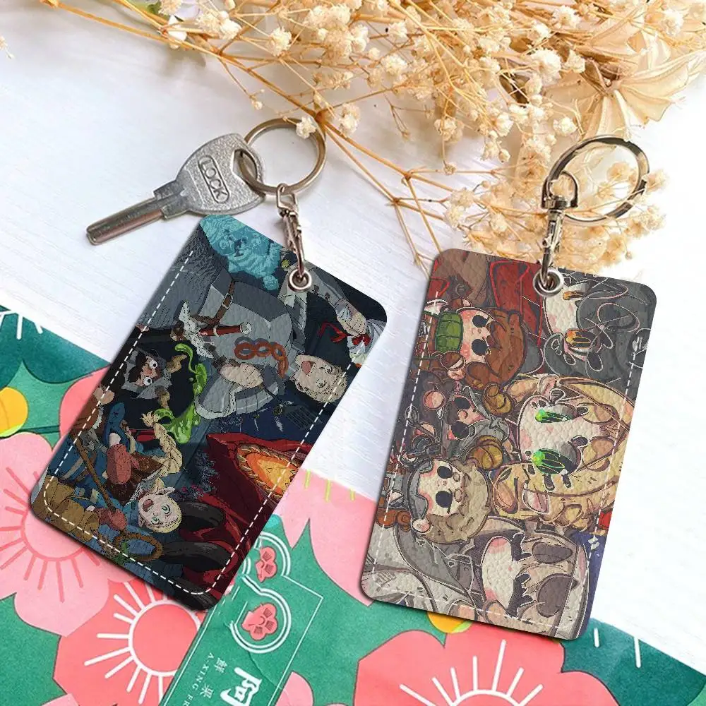 أنيمي لذيذ في الزنزانة بو الجلود الناعمة مستطيلة حامل بطاقة المفاتيح التعريفي مصعد غطاء للحماية الشباب Faion Accory