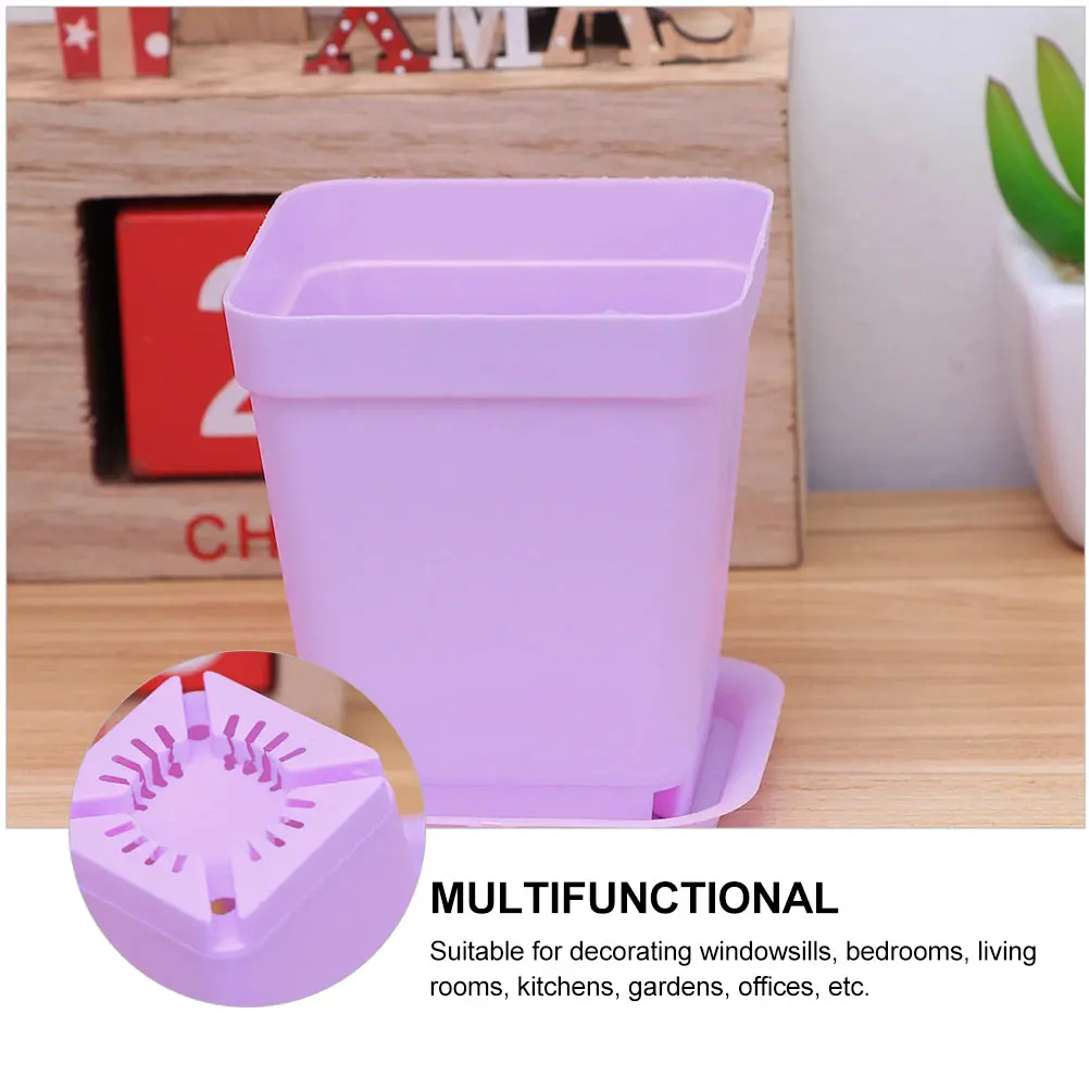 

Small Square Flower Pot Plastic Pots for Plants Planter Succulent Outdoor Garden Balcony Decor Home Office Plant Container