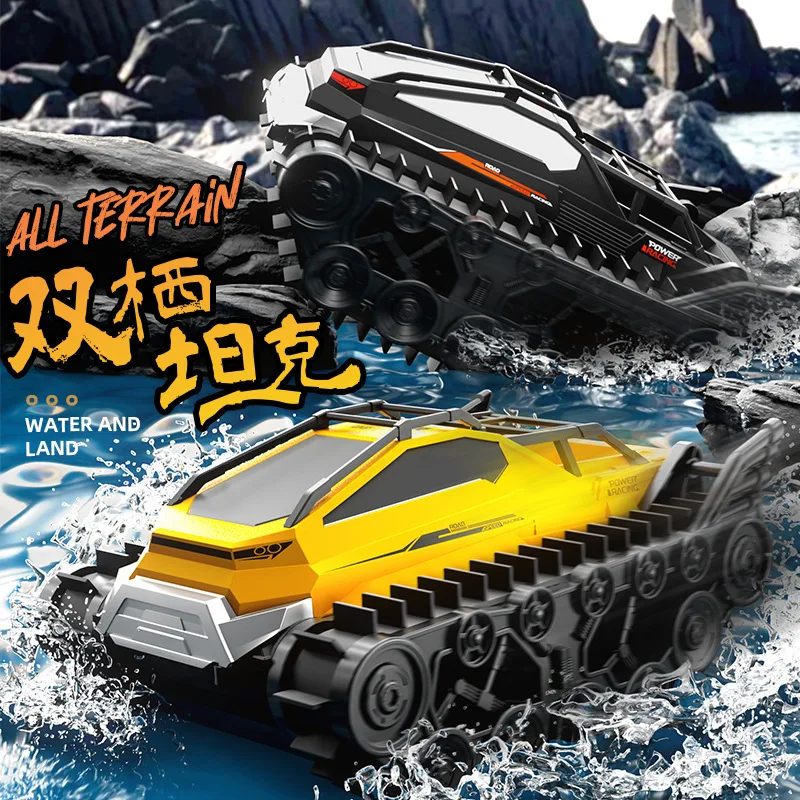 Cross Border New Product Amphibious All Terrain Tracked Remote-Controlled Tank Children'S Toy Rc Remote Control Car Boy'S Gifts