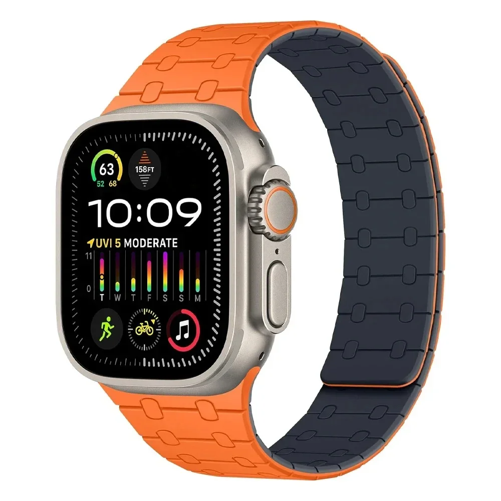 Силиконовый магнитный ремешок для Apple Watch Band Ultra2 49 мм 44 40 мм 42 мм 46 45 мм Браслет для IWatch Series 10 9 8 7 6 SE 5 4 38 мм