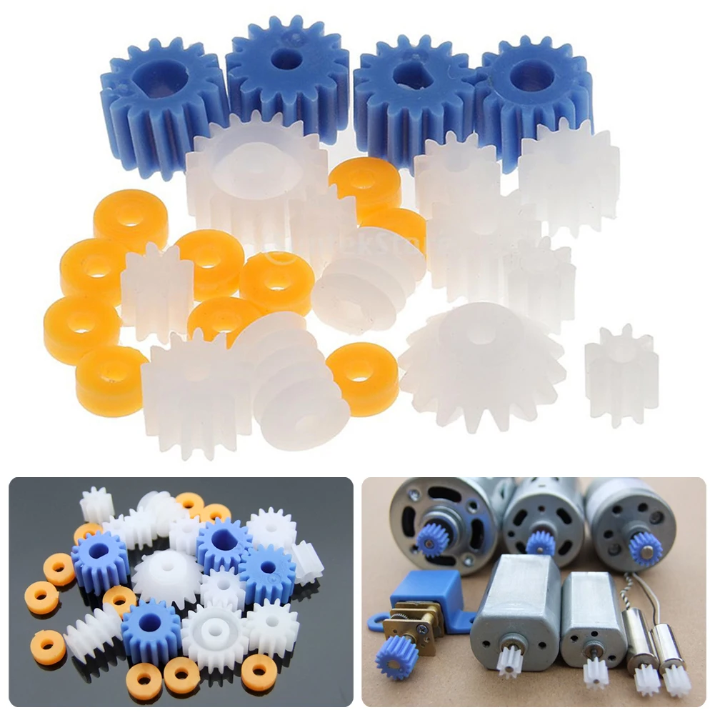 26Pcs Plastic Spindle Gears Set Haft Motor Gearbox DIY Parts Reduction Gear Toothed Wheels Gears DIY Motor Gear Toy Accessories