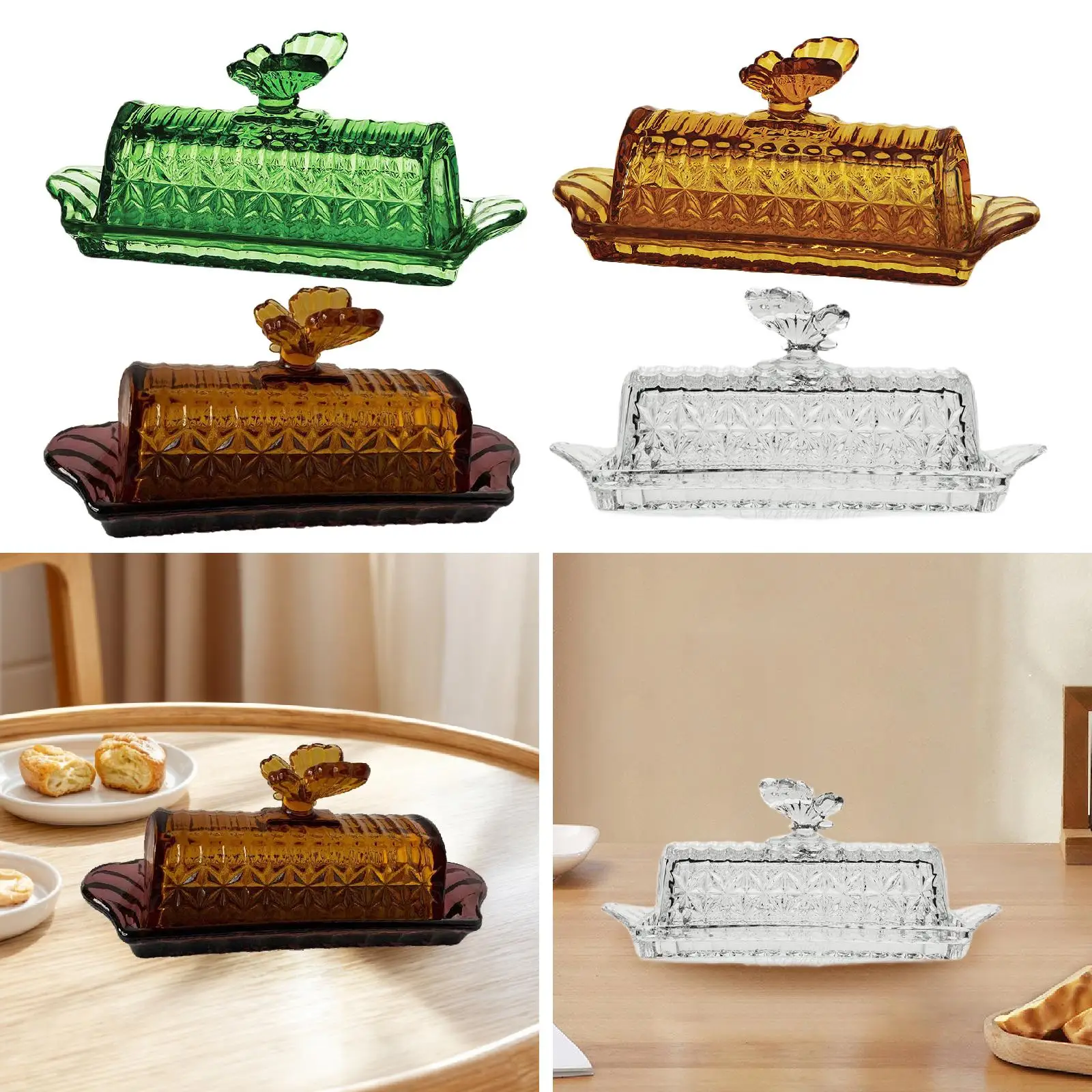 Butter Dish with Lid Dustproof Cover Butter Plate for Buffet Bar Countertop