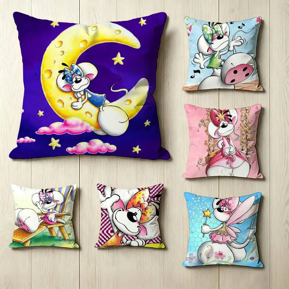 Cute cartoon Mouse D-Diddlina  Pillow Case Square Double-Sided Sofa Cushion Cover Bedroom Bedside Pillow