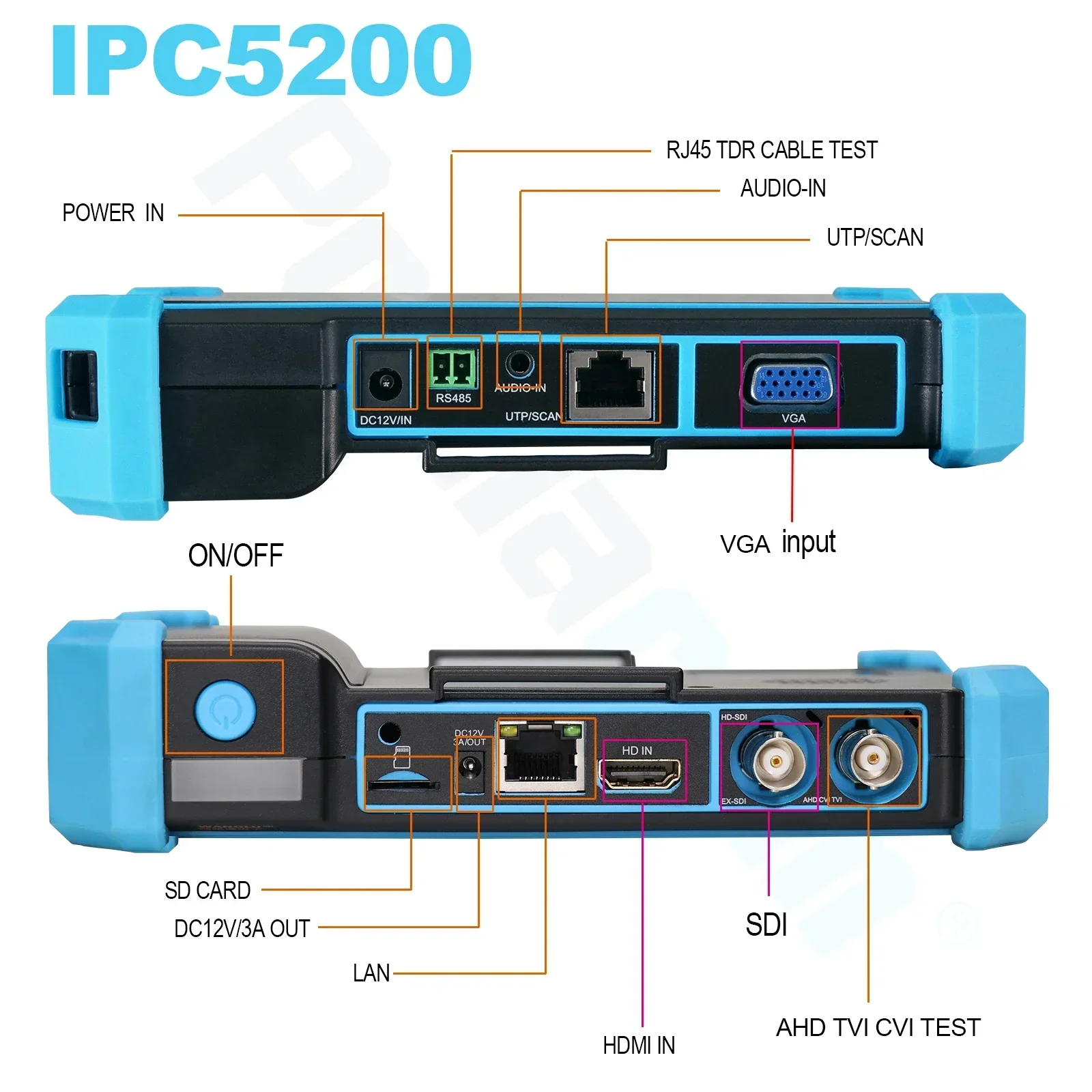 IPC-5200 Plus Full HD 8MP Cvi Tvi Ahd Cvbs Monitor Camera IP Discovery 5.4inch IPS Touch Screen PTZ Control CCTV Tester WANGLU