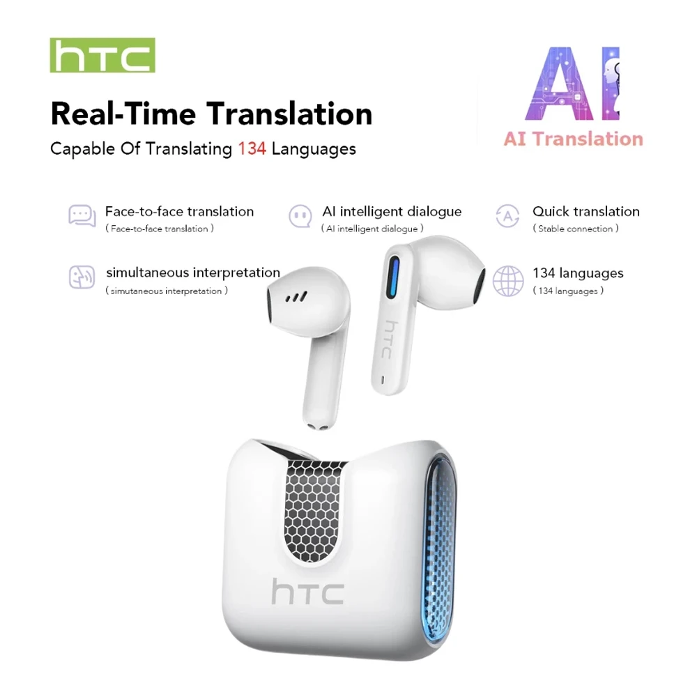 2026 Sprachübersetzer-Ohrhörer HTC NE49 TWS Gaming-Kopfhörer mit Geringer Latenz Bluetooth HiFi-Stereo-Sound HD-Anrufe mit Mikrofon