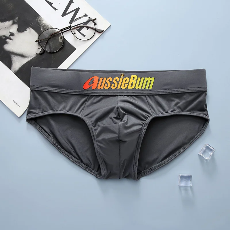 Aussiebum męskie majtki mleczny jedwab z niską talią, podnoszenie pośladków, oddychająca, elastyczna, wygodna U podniesiona majtki męskie z kieszonką