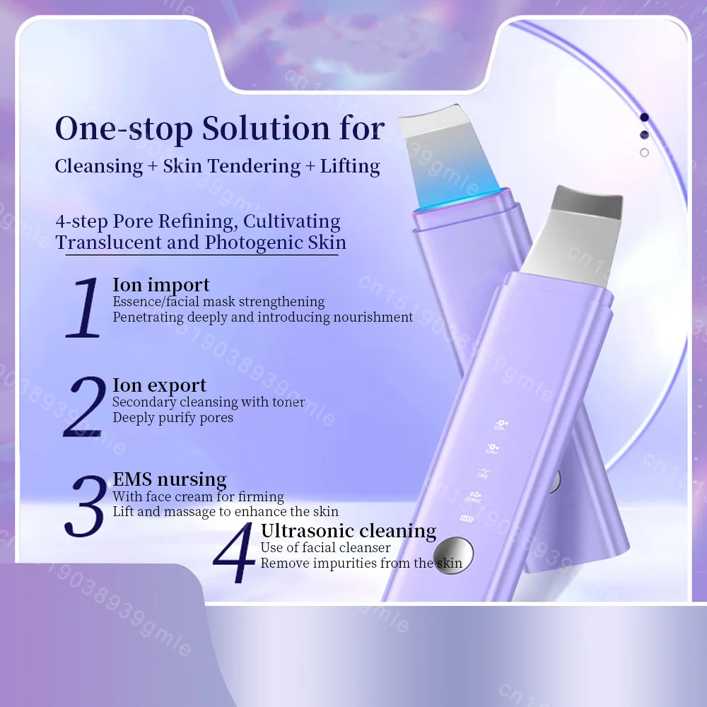 Ultrasonic Skin Scrubber Peeling Blackhead Remover Facial Shovel Cleanser Ultrasonic Ion Ance Pore Cleaner Deep Face Cleaning