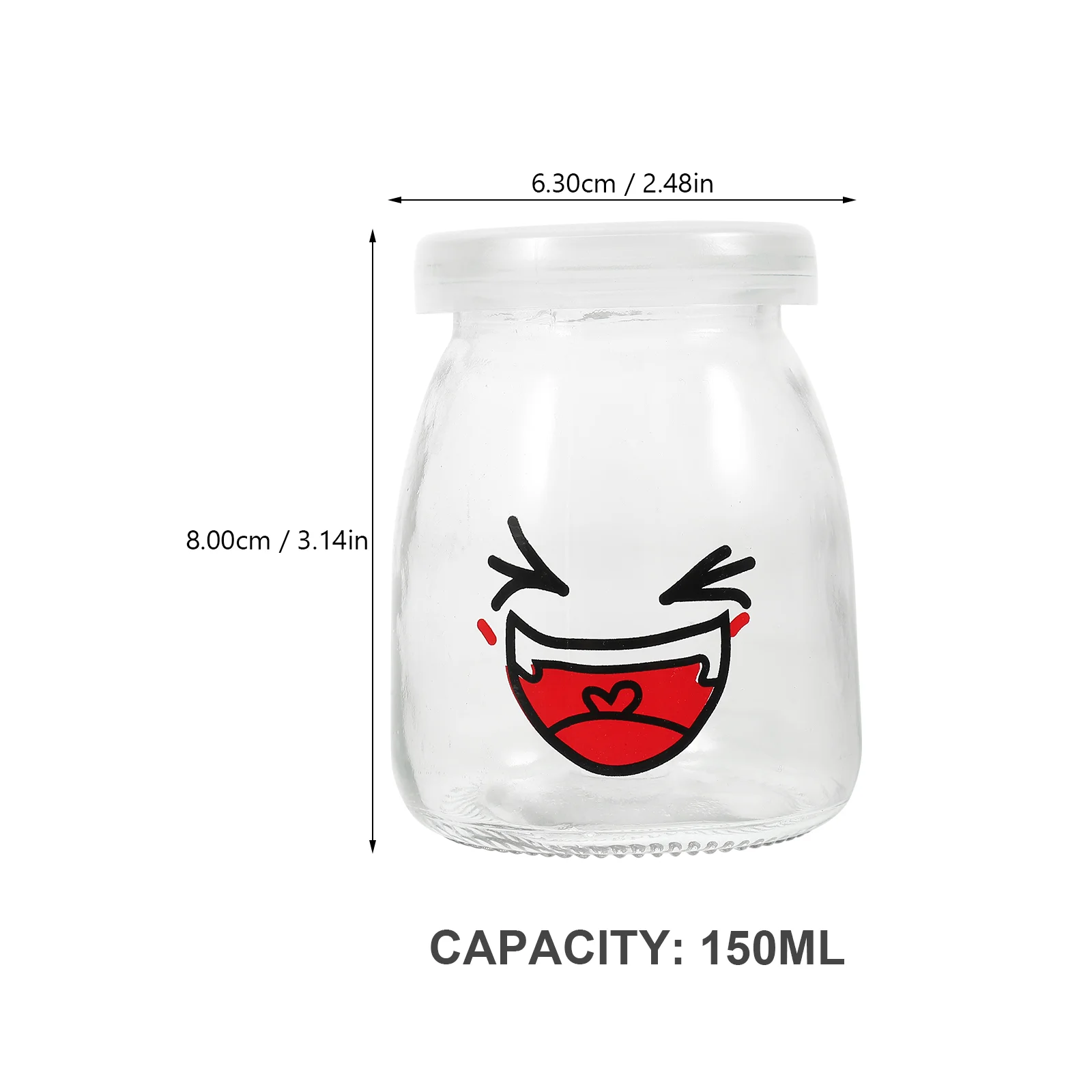 5pcs 150ml Face Pudding Bottle Glass Heat-resistant Yogurt Containers Milk Cup Jelly Jar (Random Pattern)