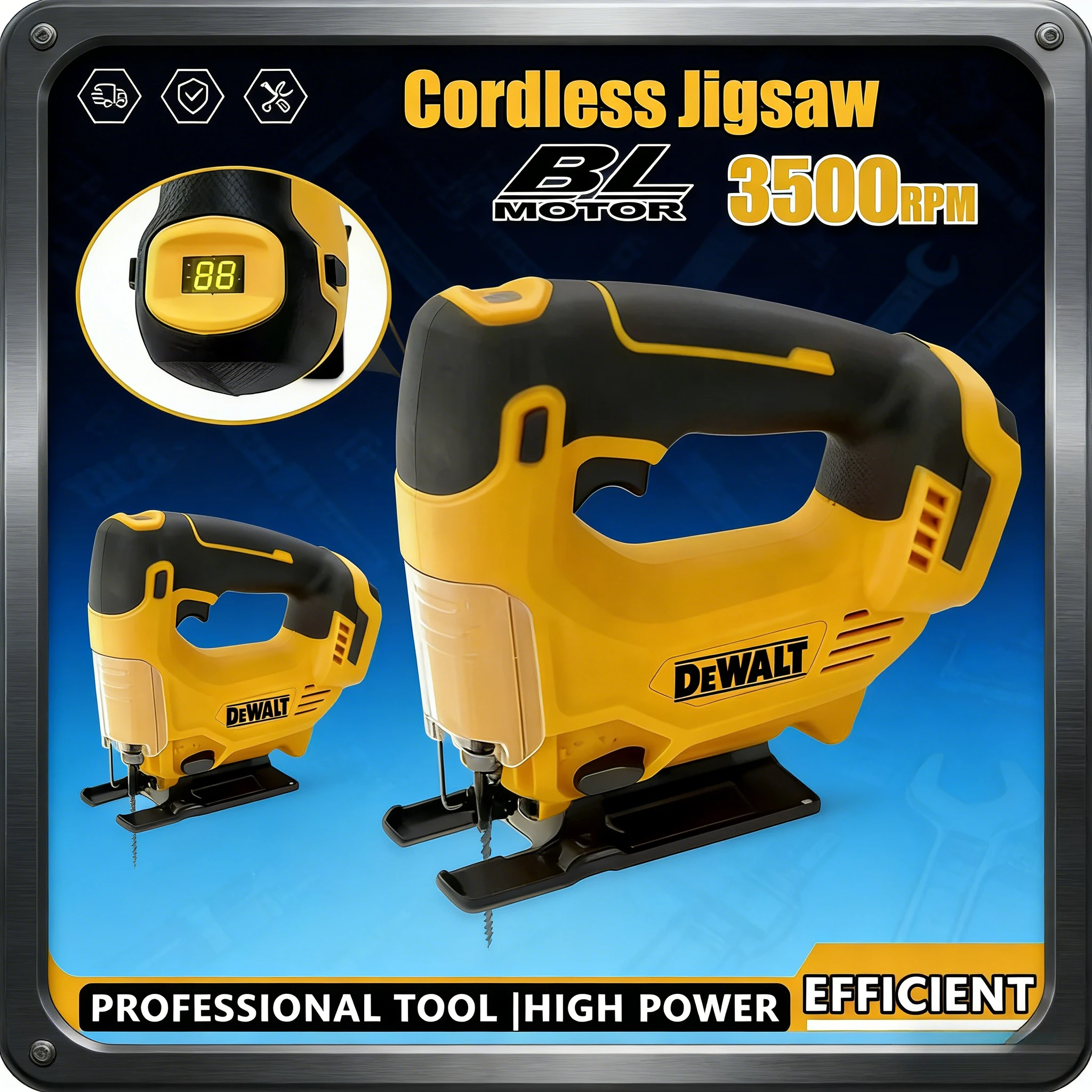 

Dewalt-Compatible Cordless Portable Jigsaw Electric Woodworking Tool Multi-Function Design for 18V -20V Battery Powered Cuttin