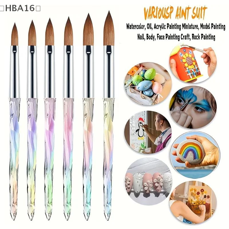 〔HBA16〕6 Pcs Acrylic Nail Brush Set, Professional Nail Brushes Acrylic Powder Nail Extension And 3D Nail Carving