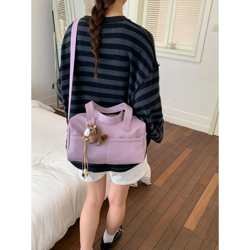 Korean-style dopamine handbag for women2026New Fashionable College-Style Tote Bag with Large Capacity for Shoulder and Crossbody