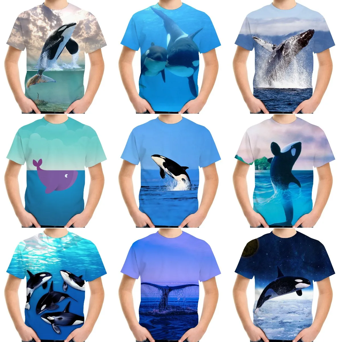 4-20Y Children Teen Fashion T Shirt Space Galaxy Animal Ocean Killer Whale Print Boy Girl 3D T-Shirt Kids Birthday Clothes Tops