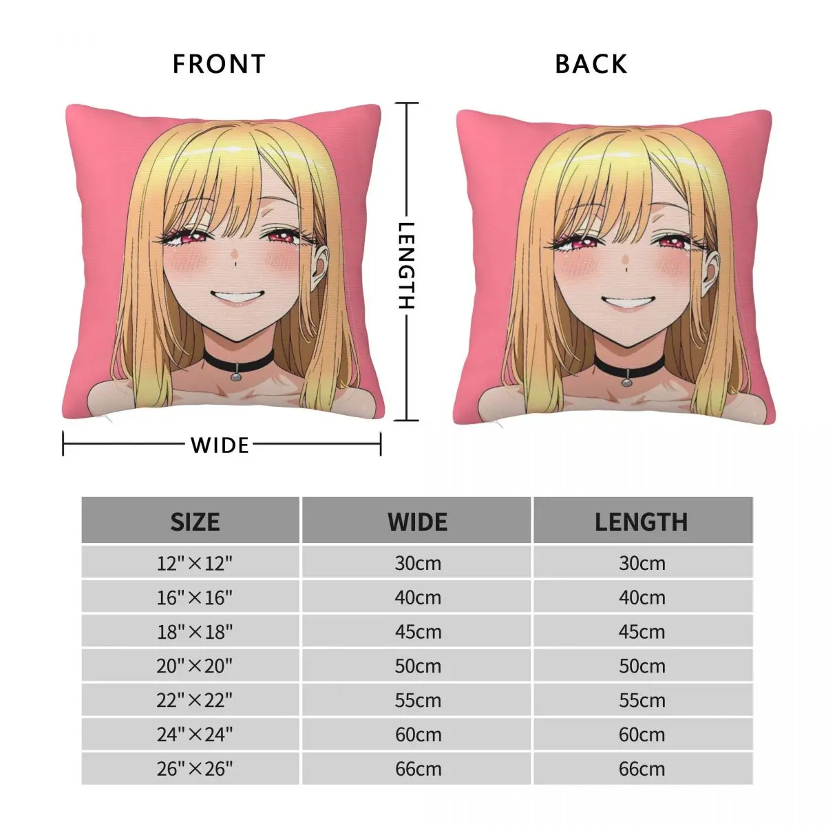 My Dress Up Darling Marine Kitagawa Pillow Cover Square Pillow Case Cushion Cover Retro Pillowcases For Sofa Car Home Decor