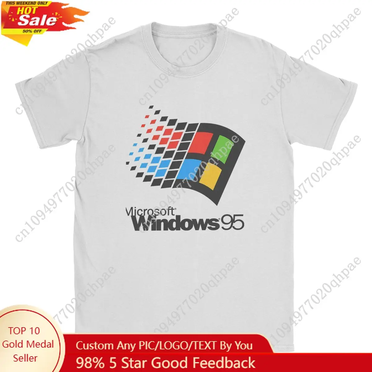 

Microsofts Windows95 Logo Classic Men T Shirts Computer System Fun Novelty Tee Short Sleeve Round Neck T-Shirts Cotton