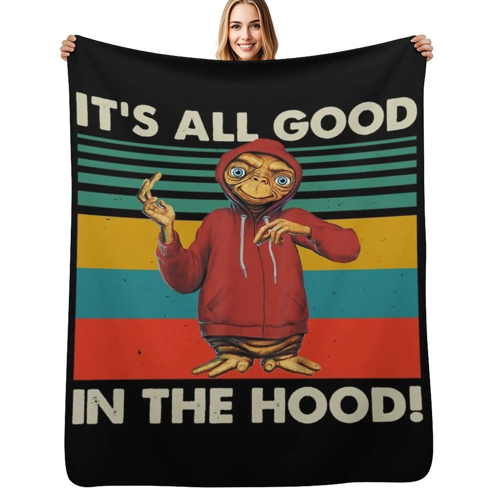 Retro Ita??s All Good in The Hood Essential T-Shirt Throw Blanket Stuffeds Loose warm winter wednesday Thin Blankets