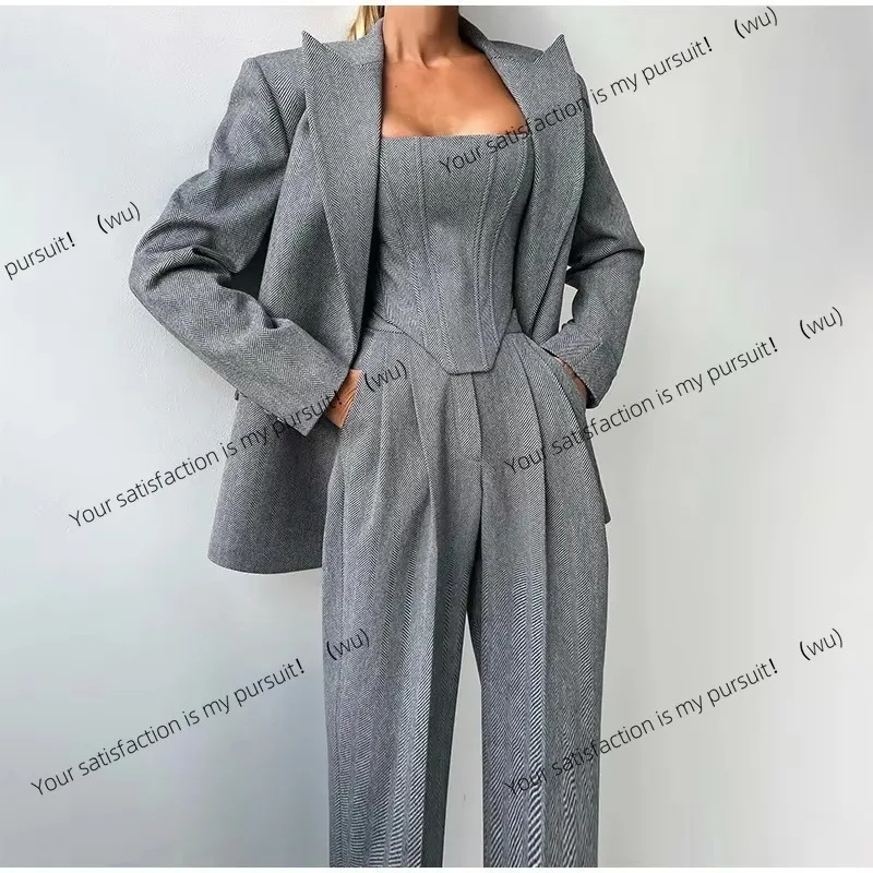 

ZOCI-Women's fashion casual suit women's blazer coat trousers three-piece set