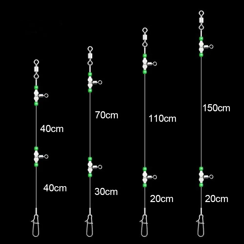 

1/2 Set Fishing Line Luminous Bead Swivels Connector 40/70/110/150cm Pins Rolling Hook Connect Sea Fish Tackle Tool Accessories