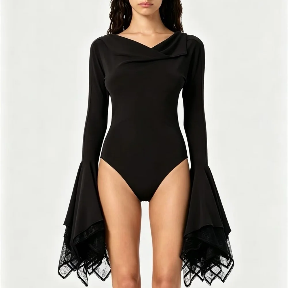 Women's Summer 2026 Tops & T-Shirts – Lace, Ruffle Sleeves, Stretchy Corset-Style Bodysuit – Y2K Style, Trendy & Versatile bra