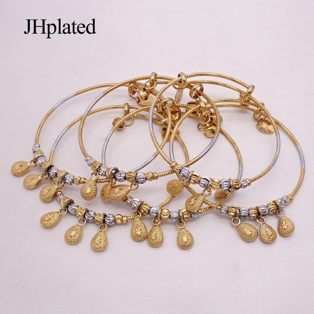 Women Gold silver two color bangles Party wedding gifts African Ethiopia bell heart bangles jewelry Adjustable size Bracelet