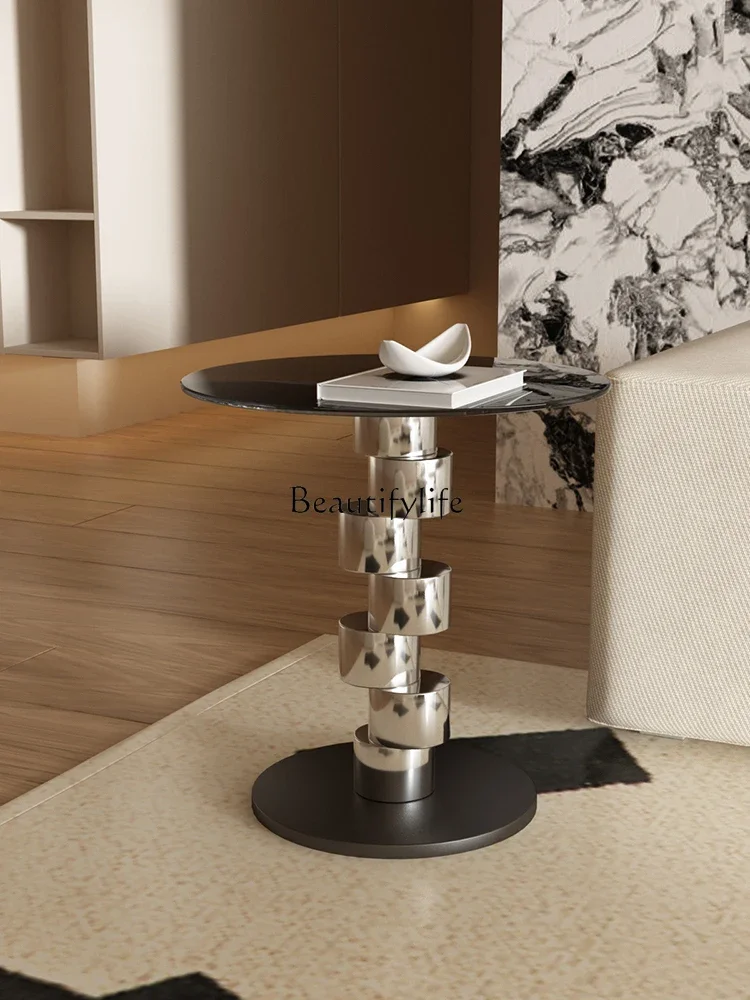 حافة أريكة زجاجية بسيطة من LXMedival، حافة من الفولاذ المقاوم للصدأ لغرفة المعيشة، فاخرة خفيفة وإحساس راقي #4