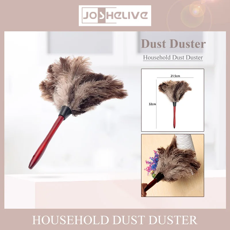 1PC Anti-static Ostrich Feather Duster Wood Handle Feather Duster Household Furniturer Car Dust Cleaner Home Dust Cleaning Tools