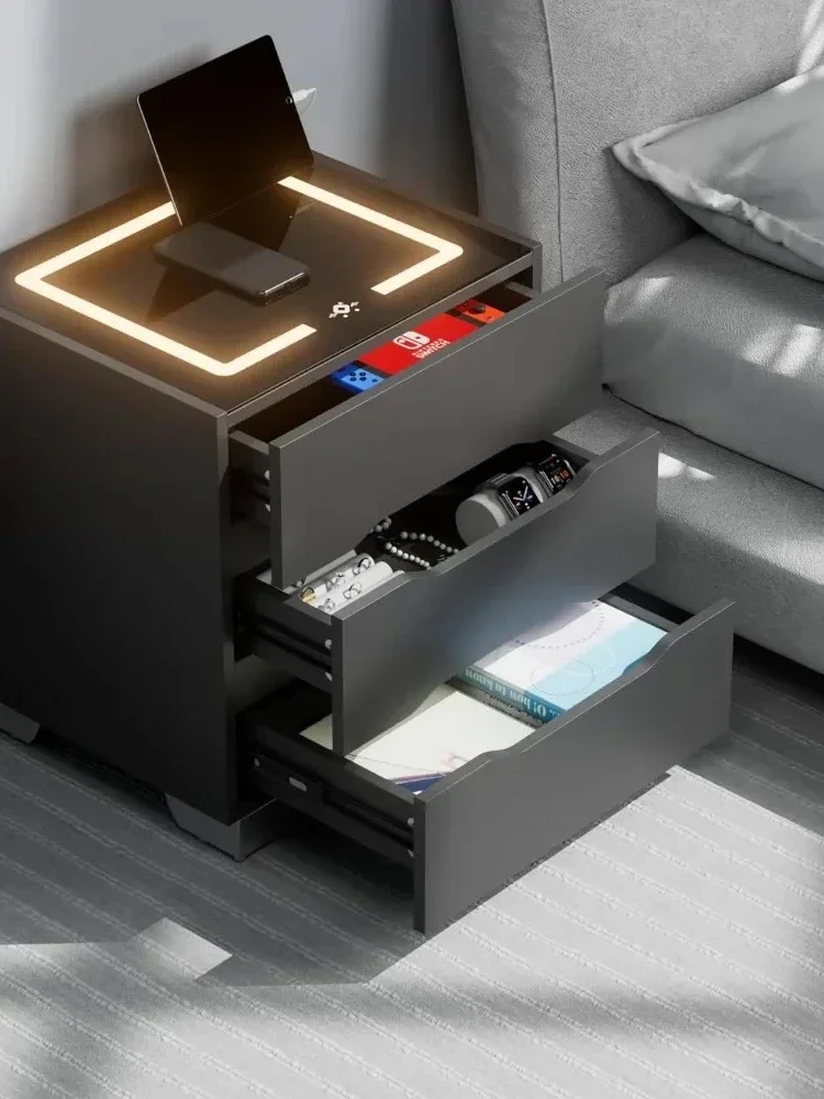 Modern Nightstands Bedside with Charging Station and Smart Occupancy Sensor with Drawers for Bedroom Furniture