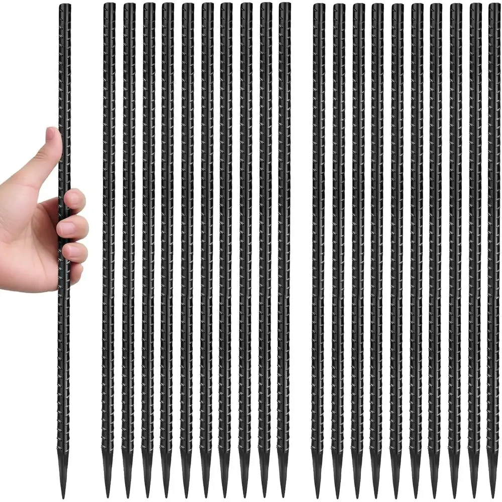 24-Pack 16 Heavy-Duty 5/16 Diameter Straight Metal Stakes for Ground, Tent, Concrete, Outdoor Decorations, and Plant Support