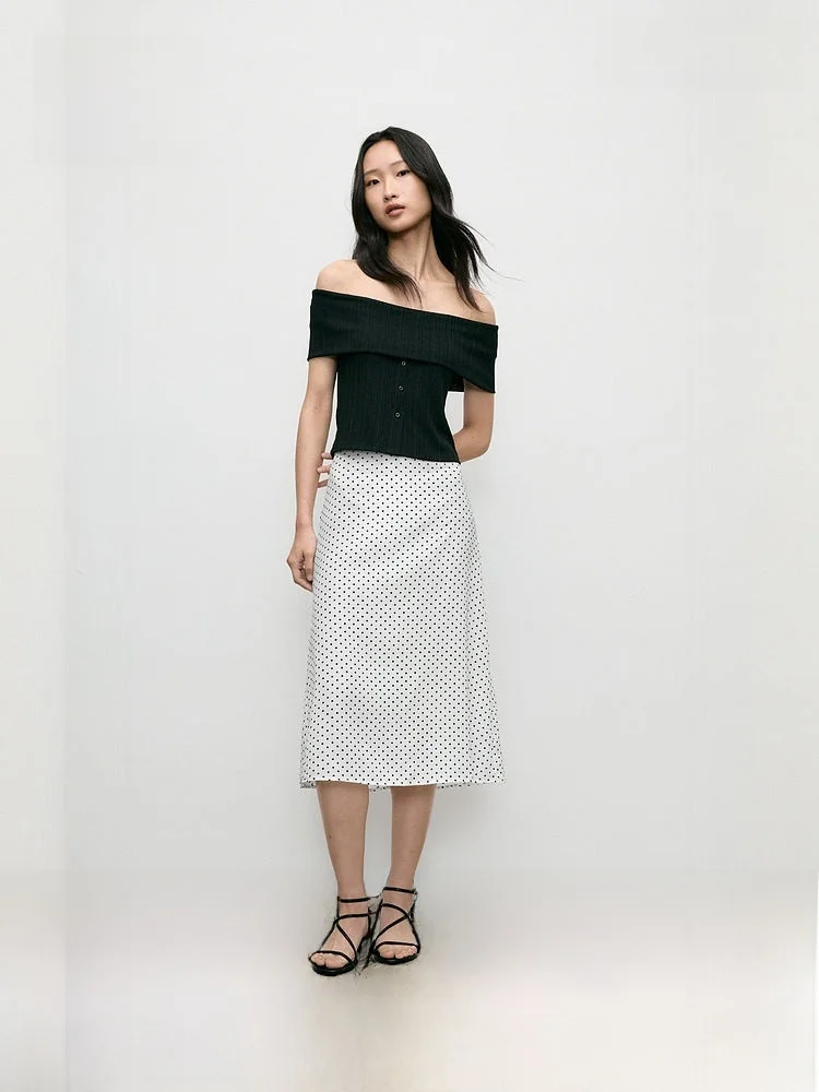 

Женская юбка миди в горошек Ele, повседневная, с завышенной талией, из полиэстера, для повседневной носки и свиданий, А-силуэт, стандартный крой